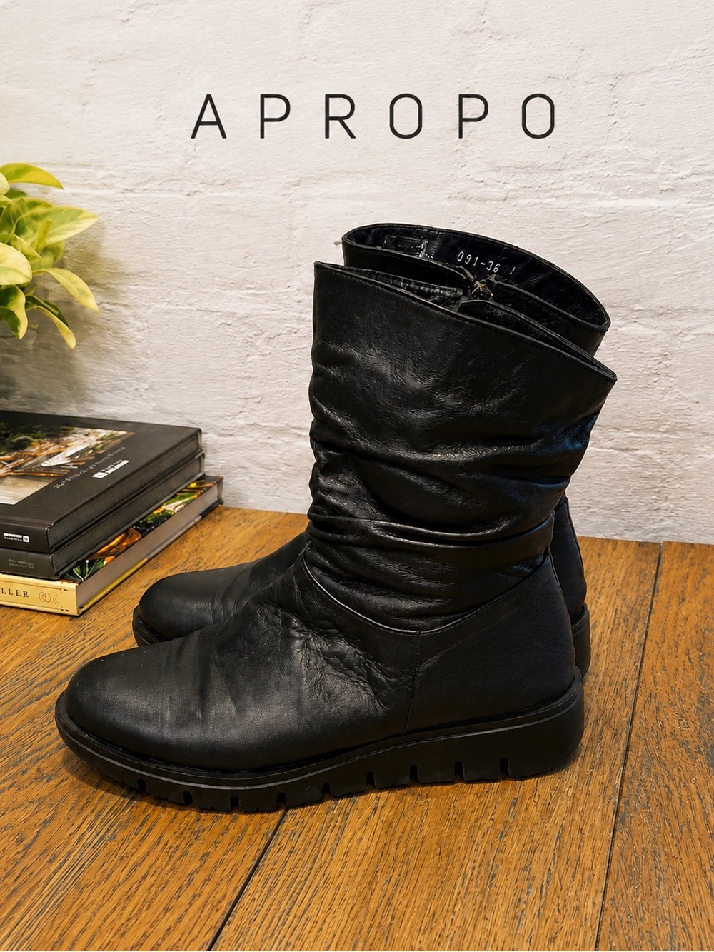 APROPO Black Lined Ankle Boots Size 36